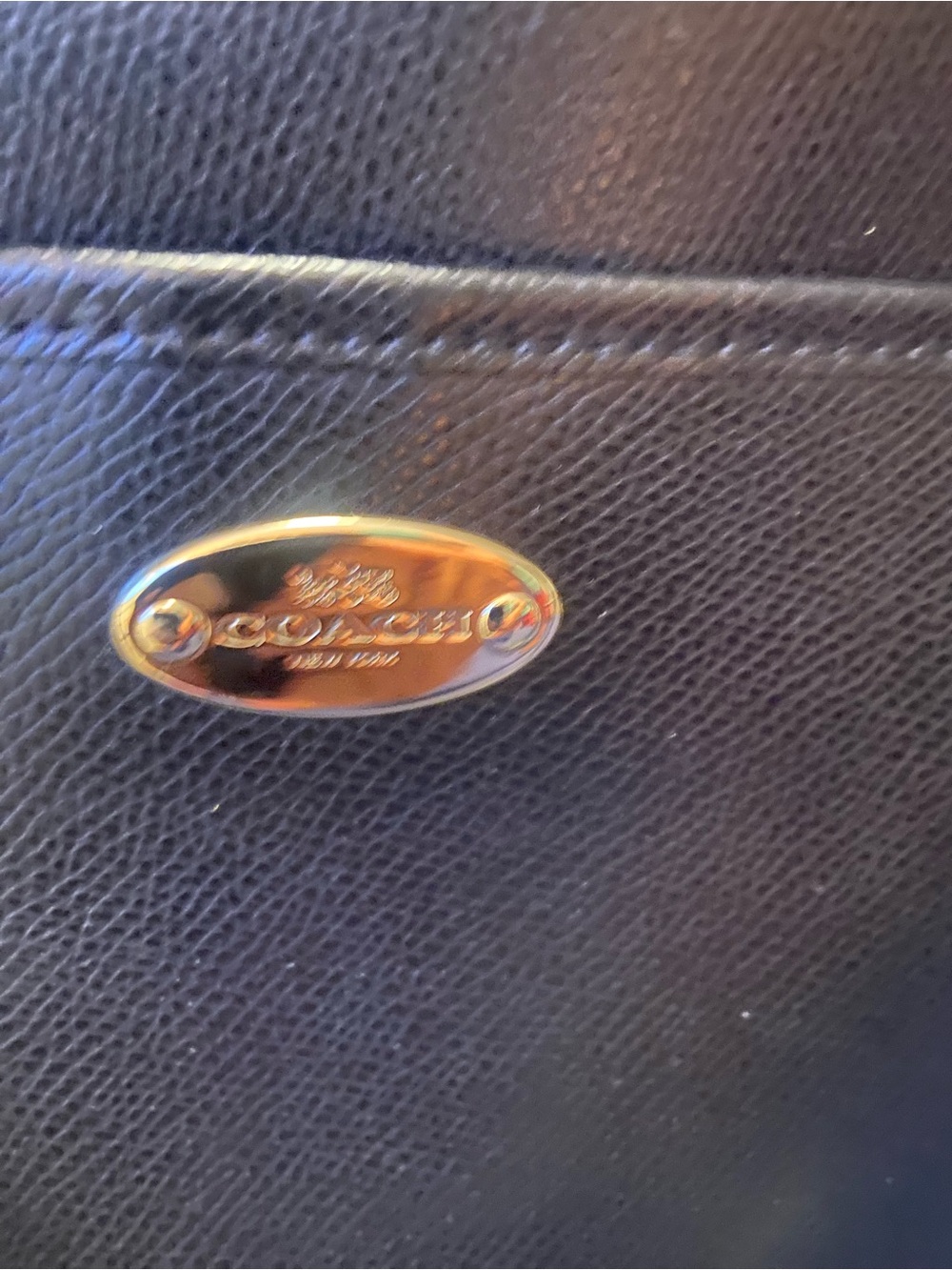 Coach Black Leather Tote with Gold Logo Plaque - Picture 2 of 3